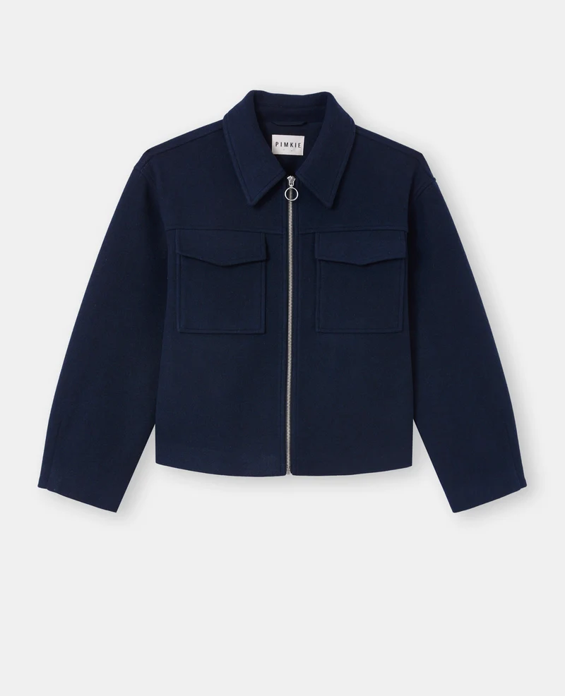Blouson zippé effet drap de laine