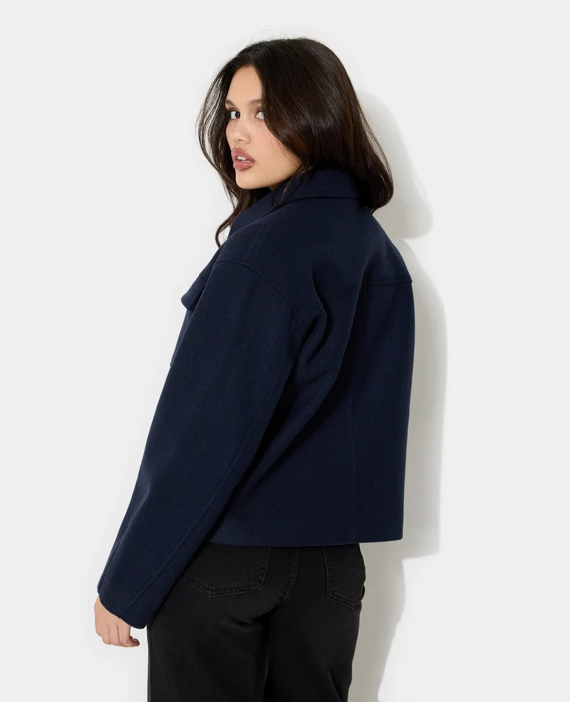 Blouson zippé effet drap de laine