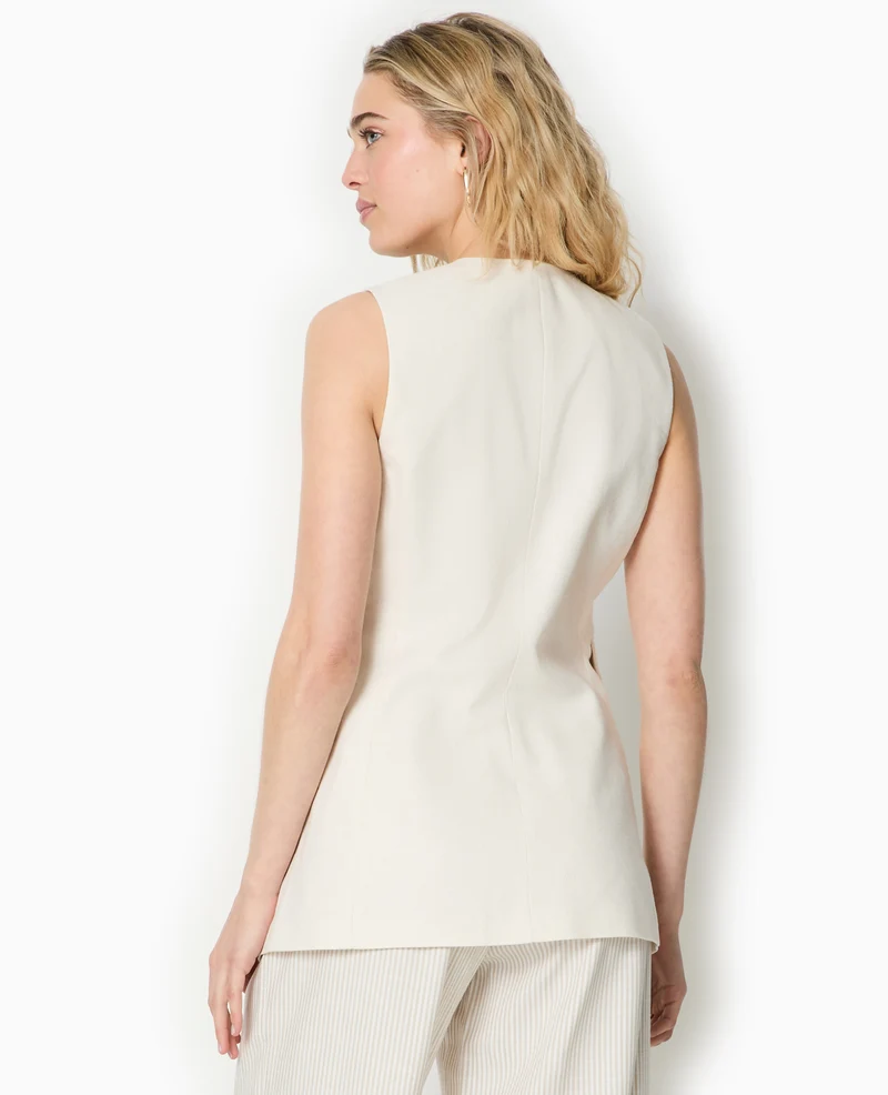 Veste longue sans manches avec lin