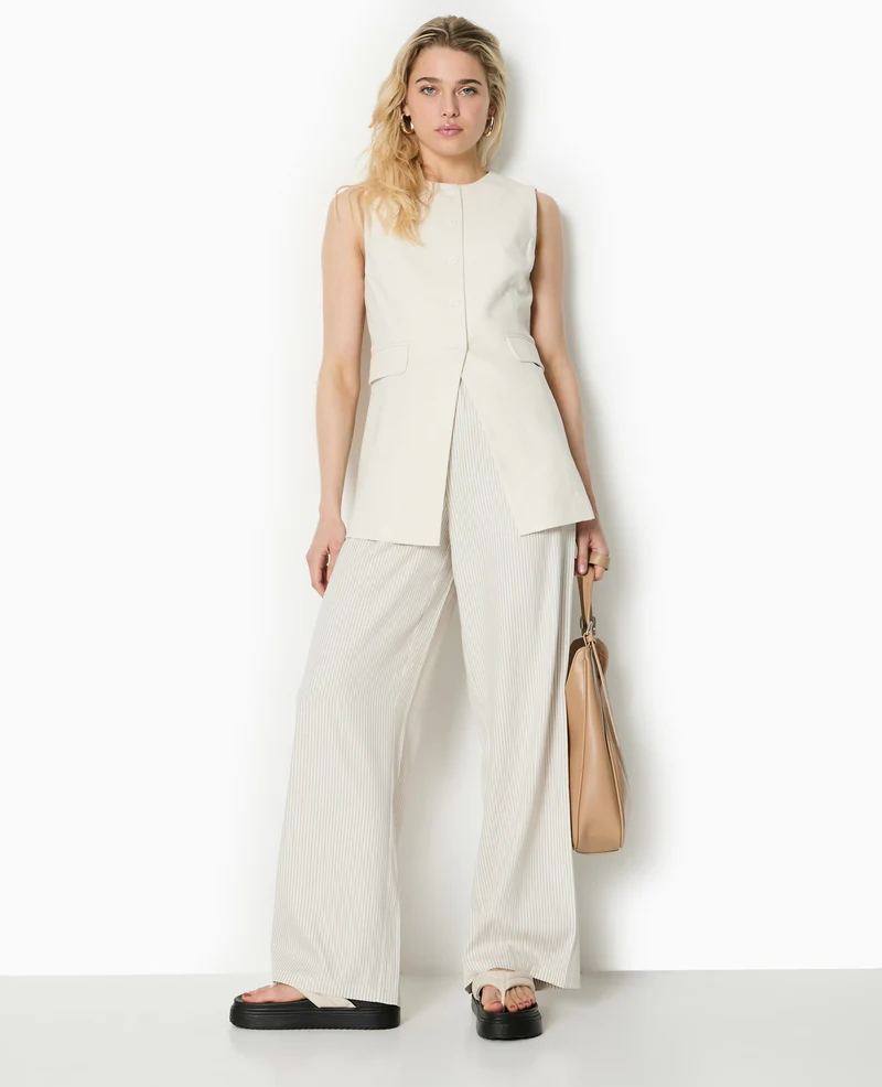Veste longue sans manches avec lin