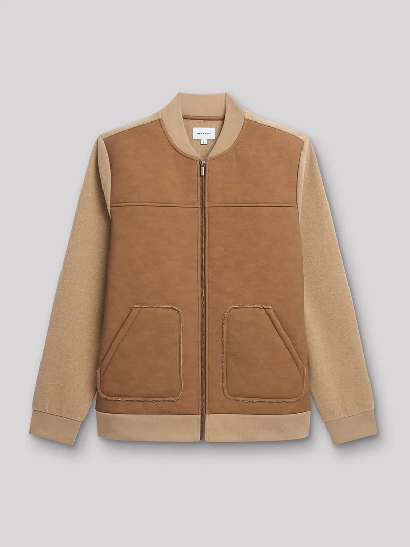 Blouson col montant bi-matière