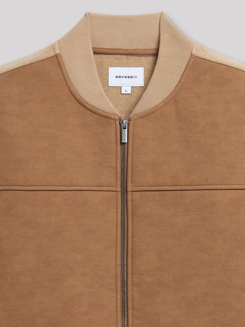 Blouson col montant bi-matière