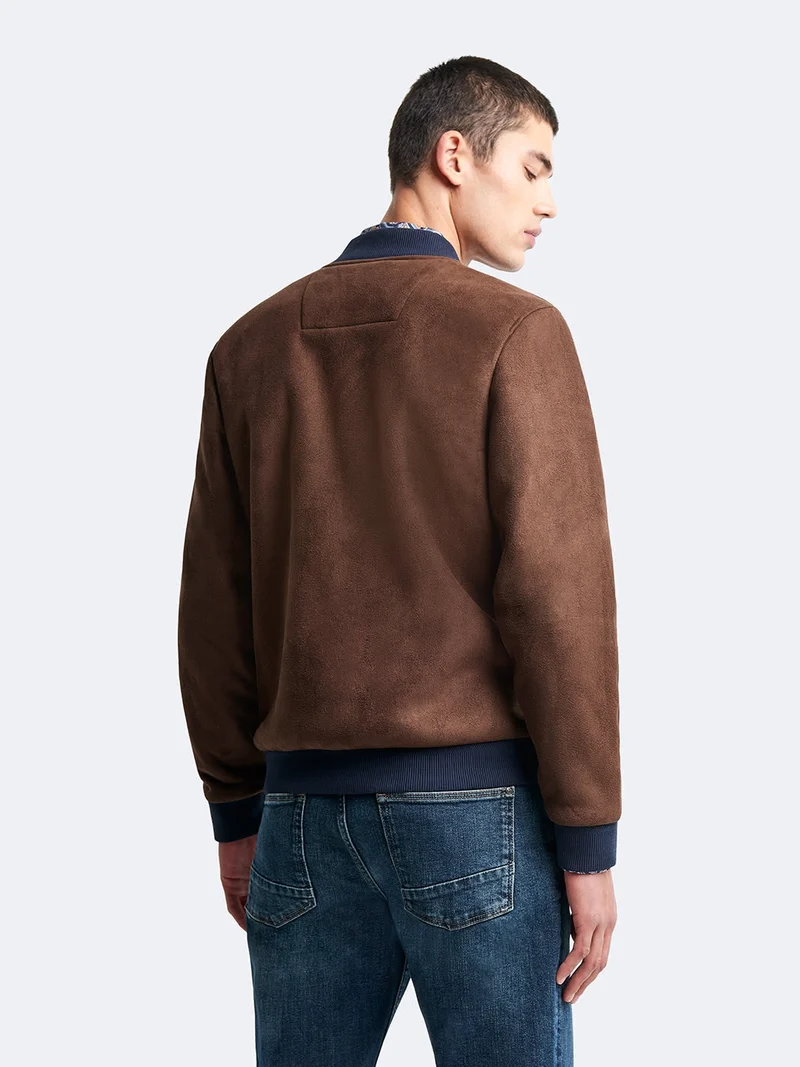 Veste légère col teddy suédine