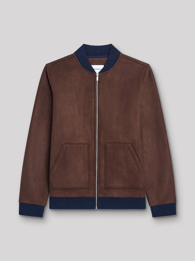 Veste légère col teddy suédine