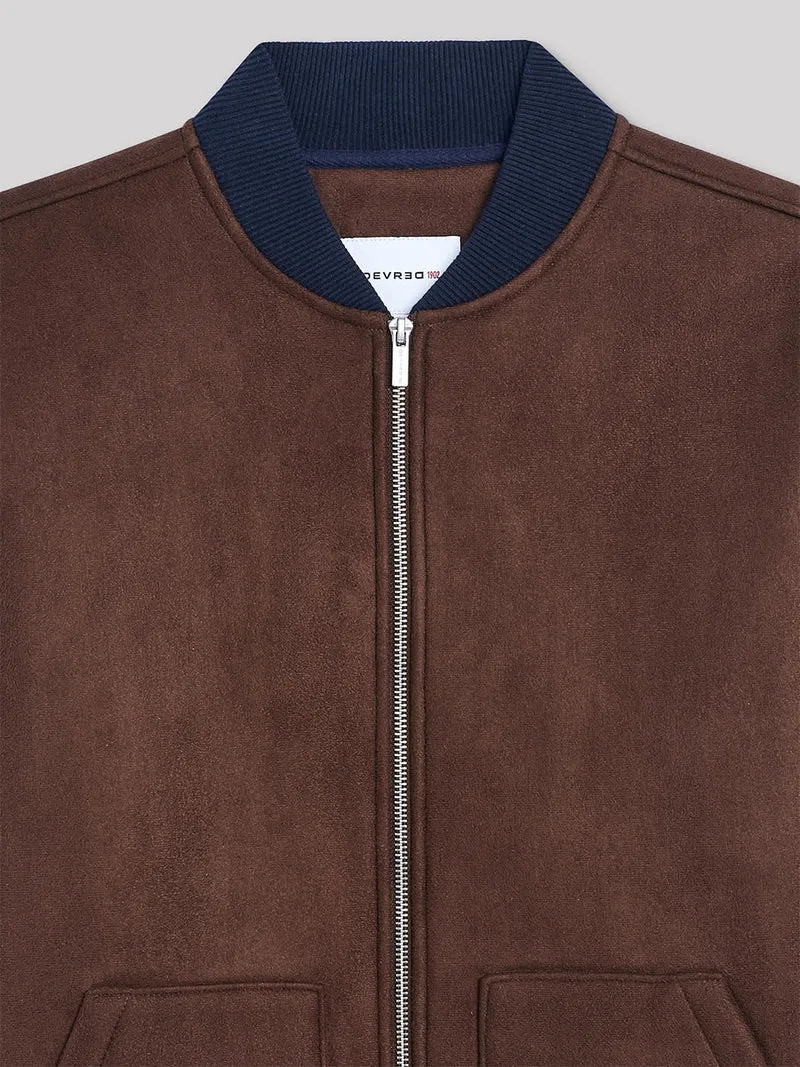 Veste légère col teddy suédine
