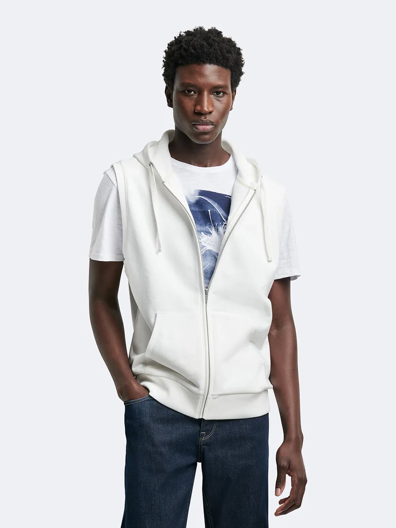 Sweat sans manche à capuche 100% coton
