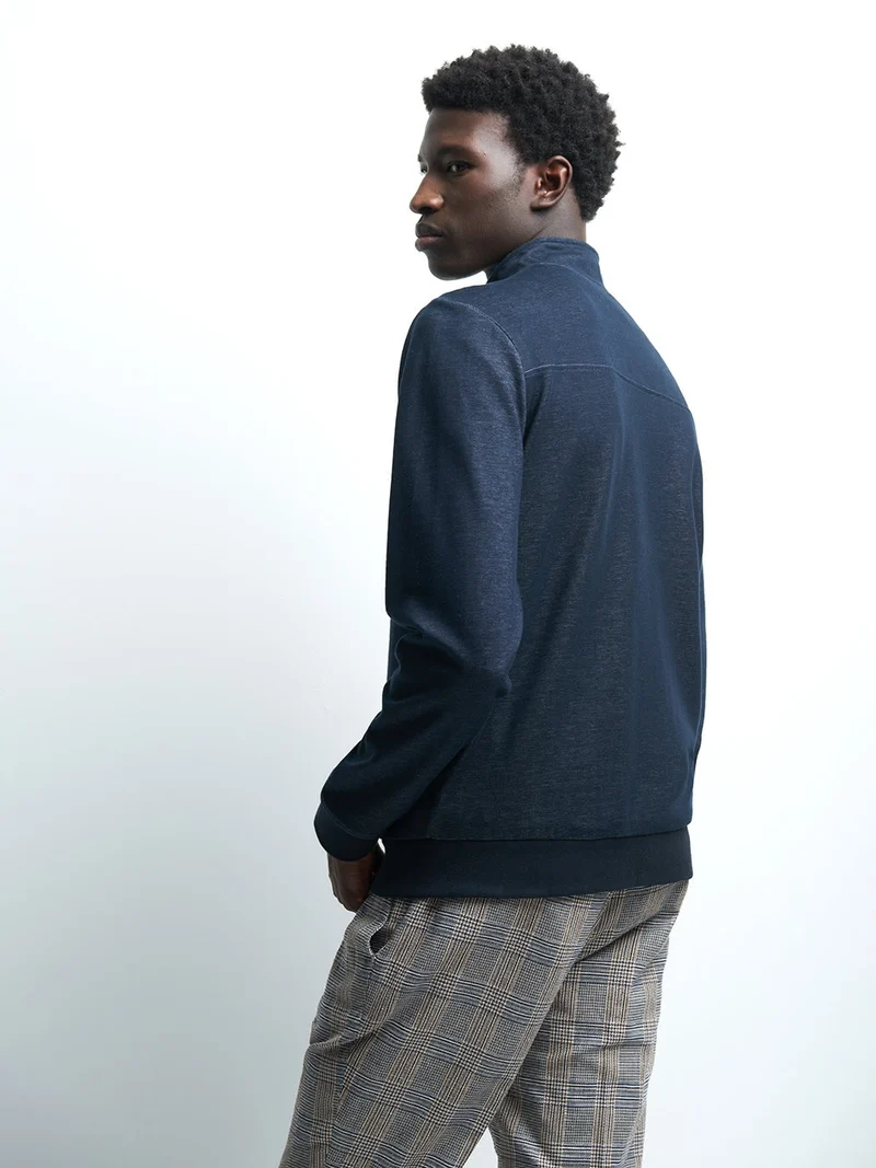 Sweat col montant bicolore