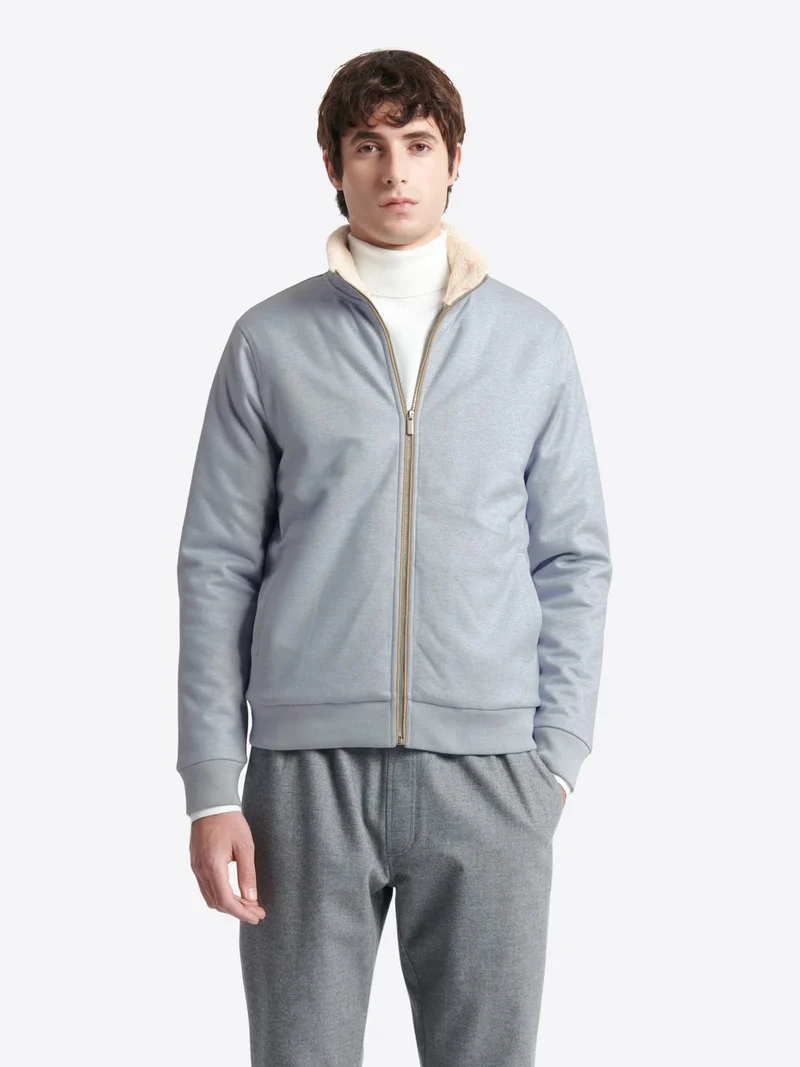 Sweat col sherpa chiné avec poches
