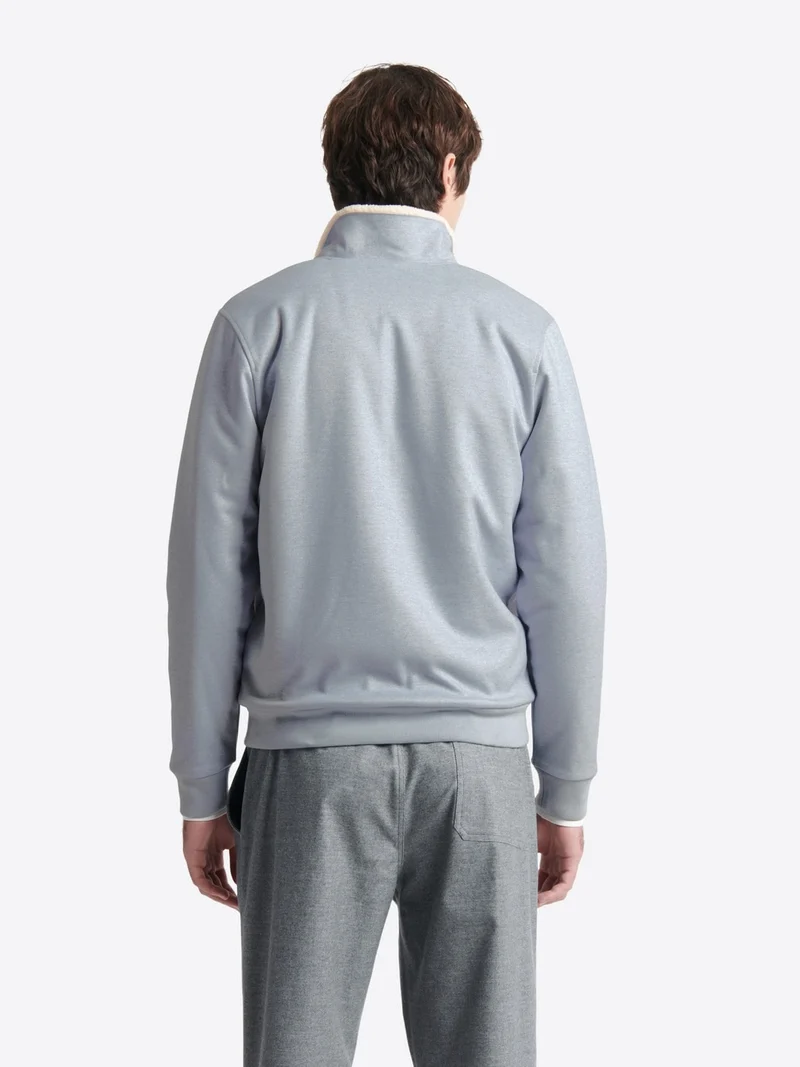 Sweat col sherpa chiné avec poches