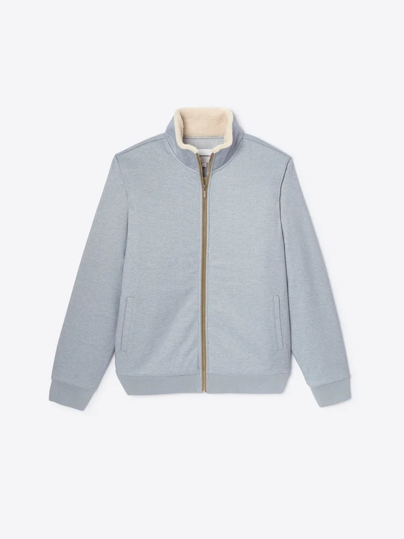 Sweat col sherpa chiné avec poches