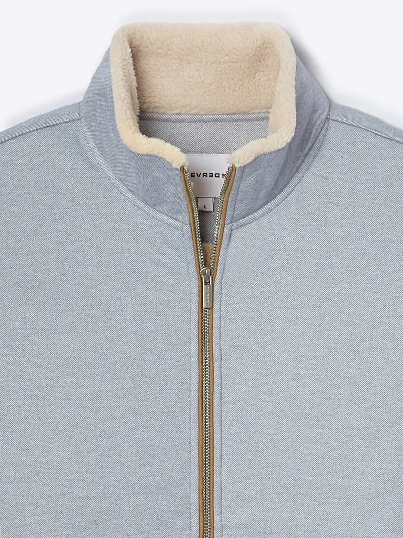 Sweat col sherpa chiné avec poches