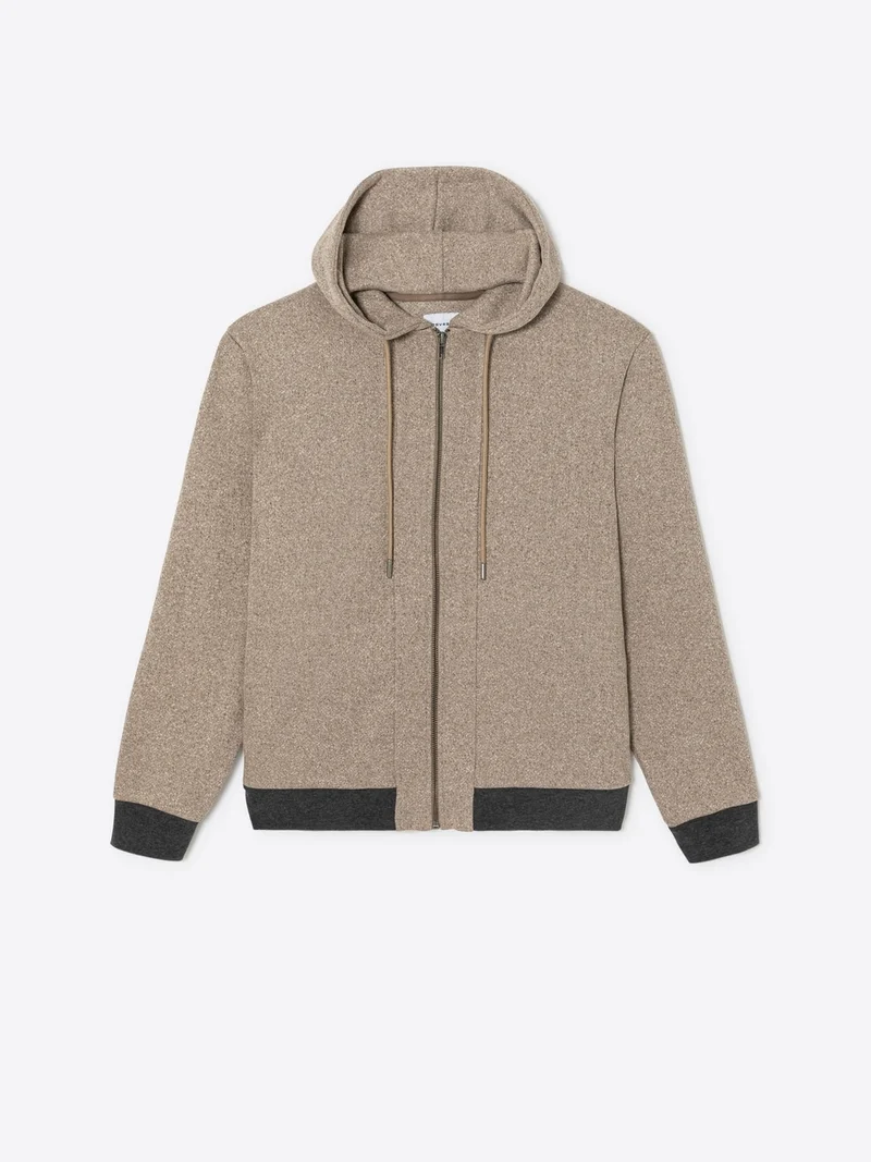 Sweat zippé chiné à capuche