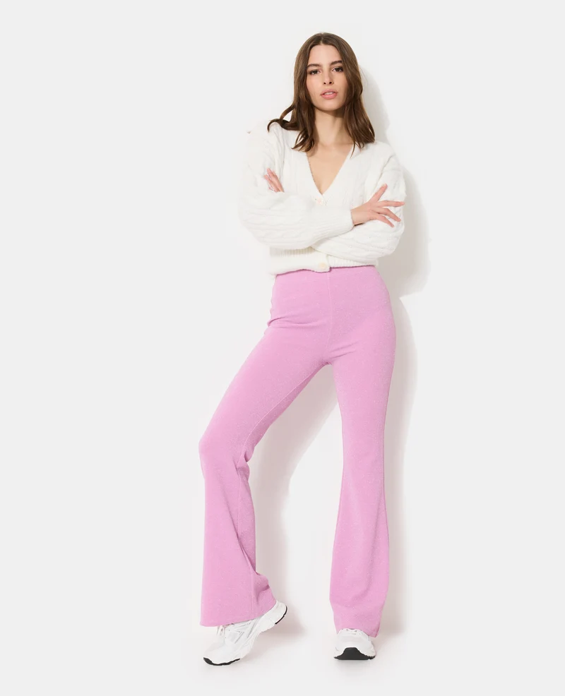 Pantalon flare en maille avec fils lurex