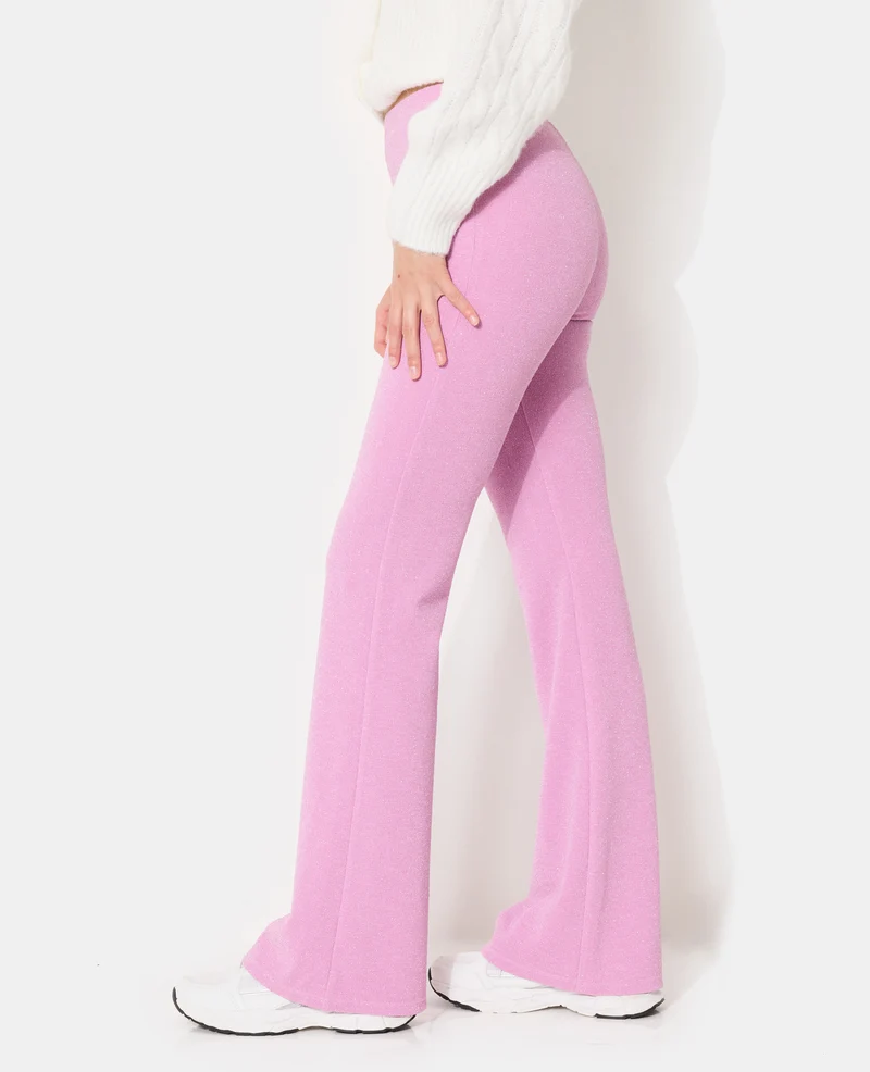Pantalon flare en maille avec fils lurex