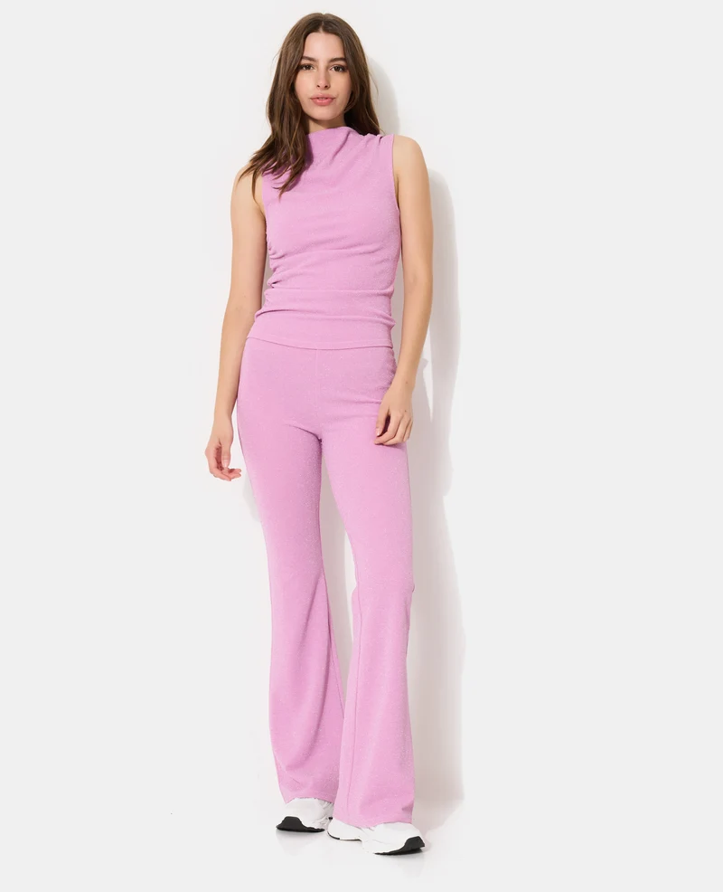 Pantalon flare en maille avec fils lurex