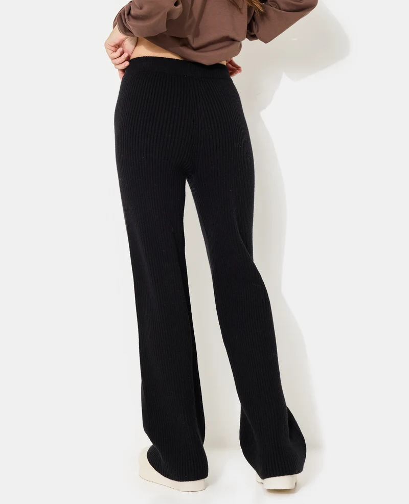 Pantalon en maille côtelée épaisse