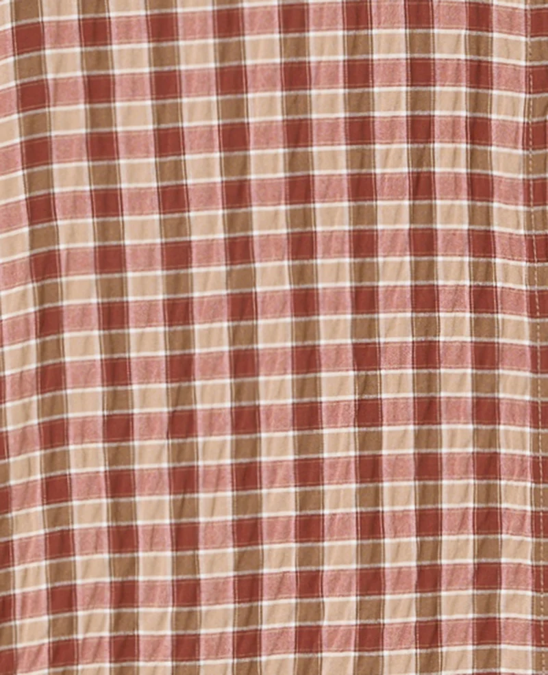Chemise oversize en tissu gaufré motif carreaux