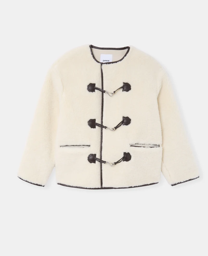 Blouson droit en sherpa avec attaches mousqueton