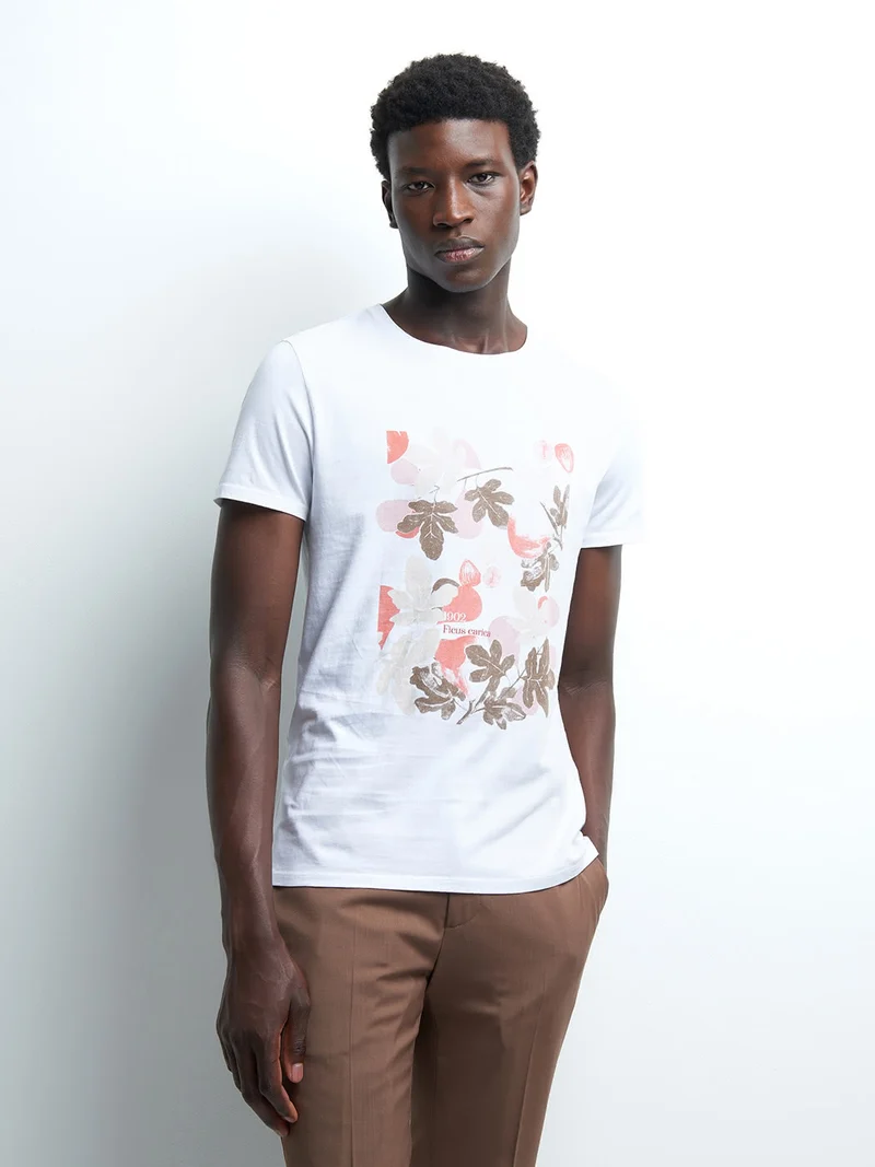 Tee-shirt en coton à motif placé devant