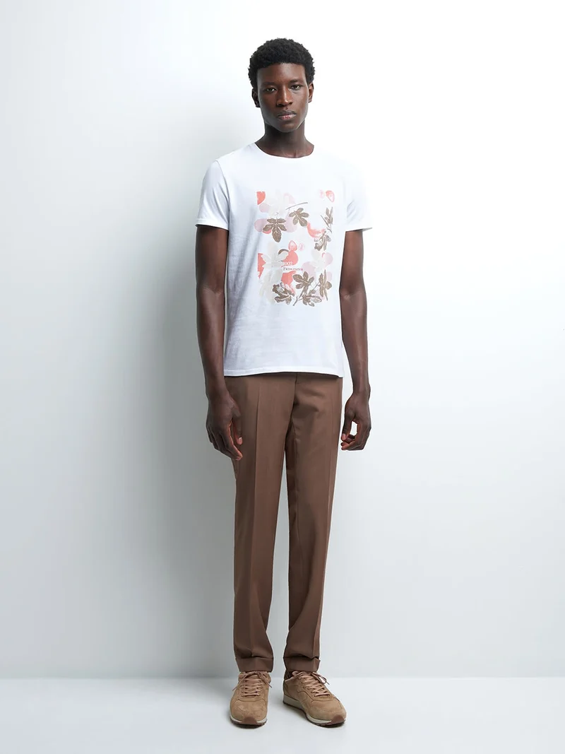 Tee-shirt en coton à motif placé devant