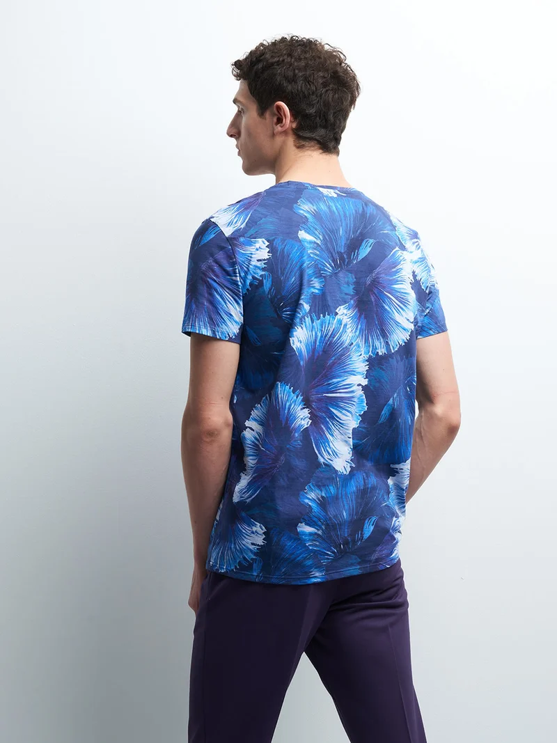 Tee-shirt col rond fleuri