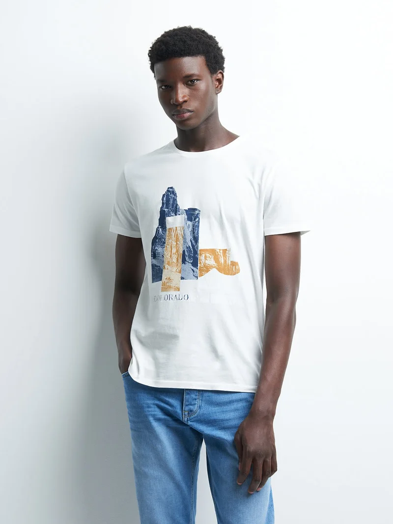 Tee-shirt en coton à motif placé devant