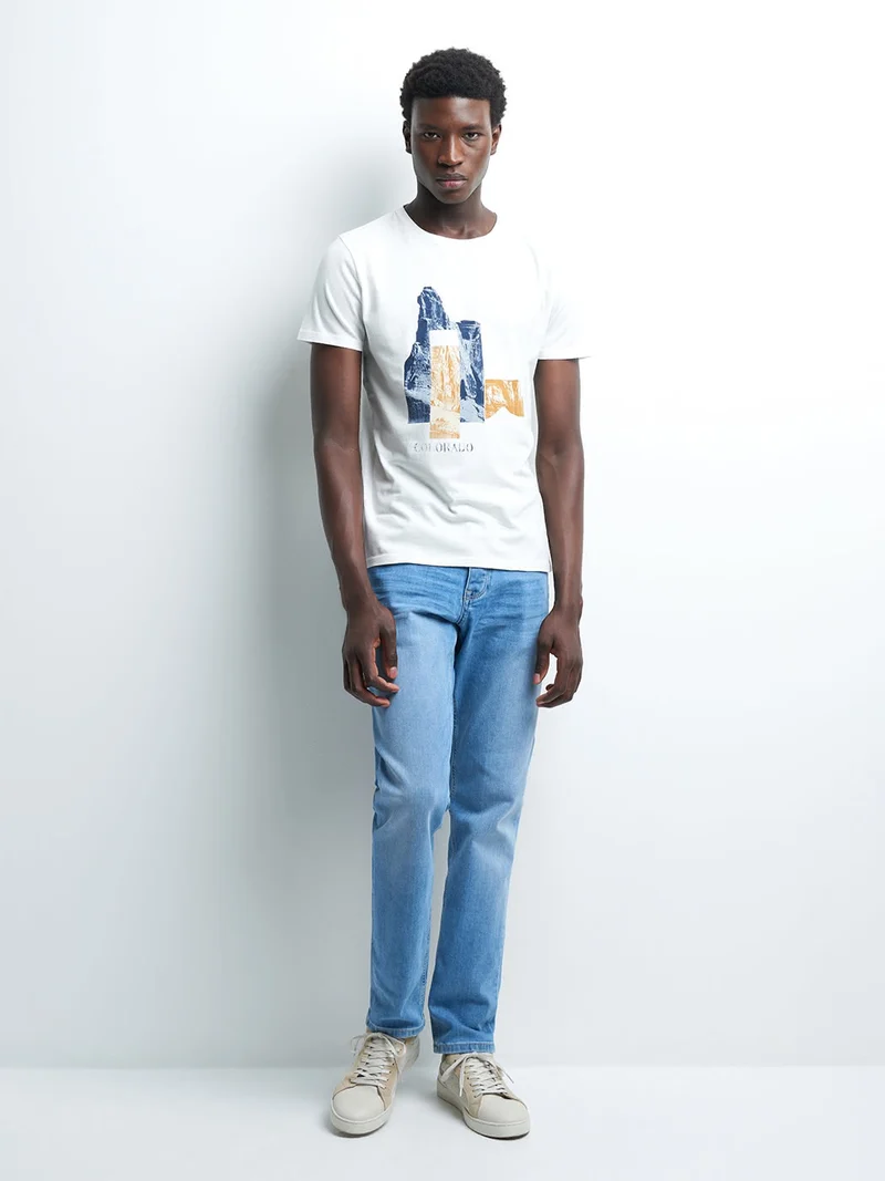 Tee-shirt en coton à motif placé devant
