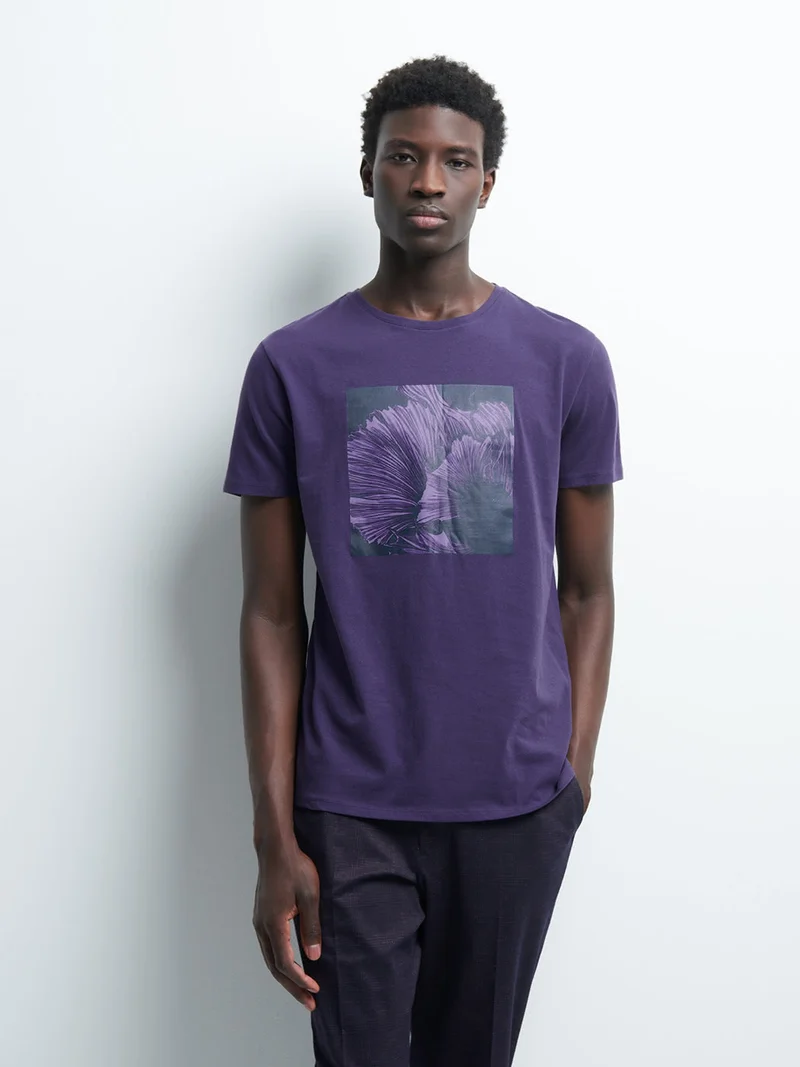 Tee-shirt en coton à motif placé devant