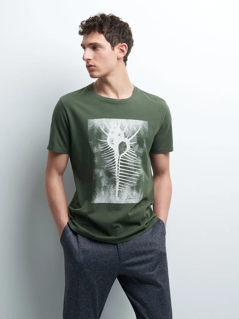 Tee-shirt en coton à motif devant