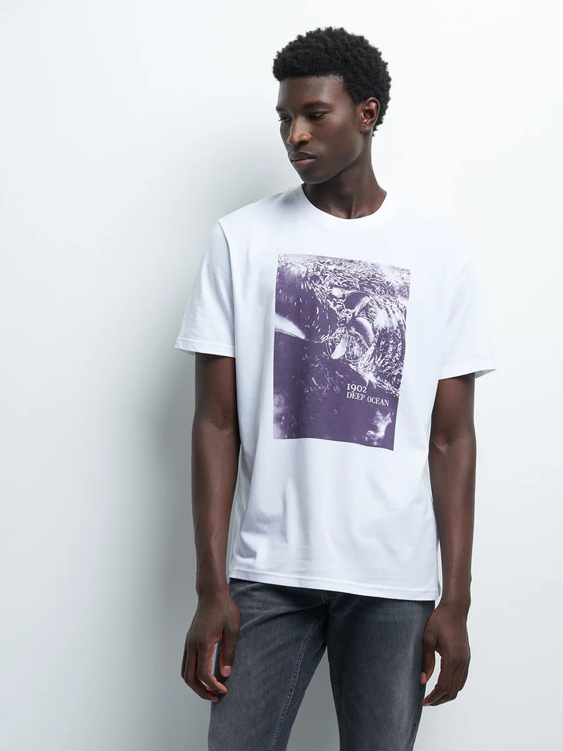 Tee-shirt en coton à motif devant