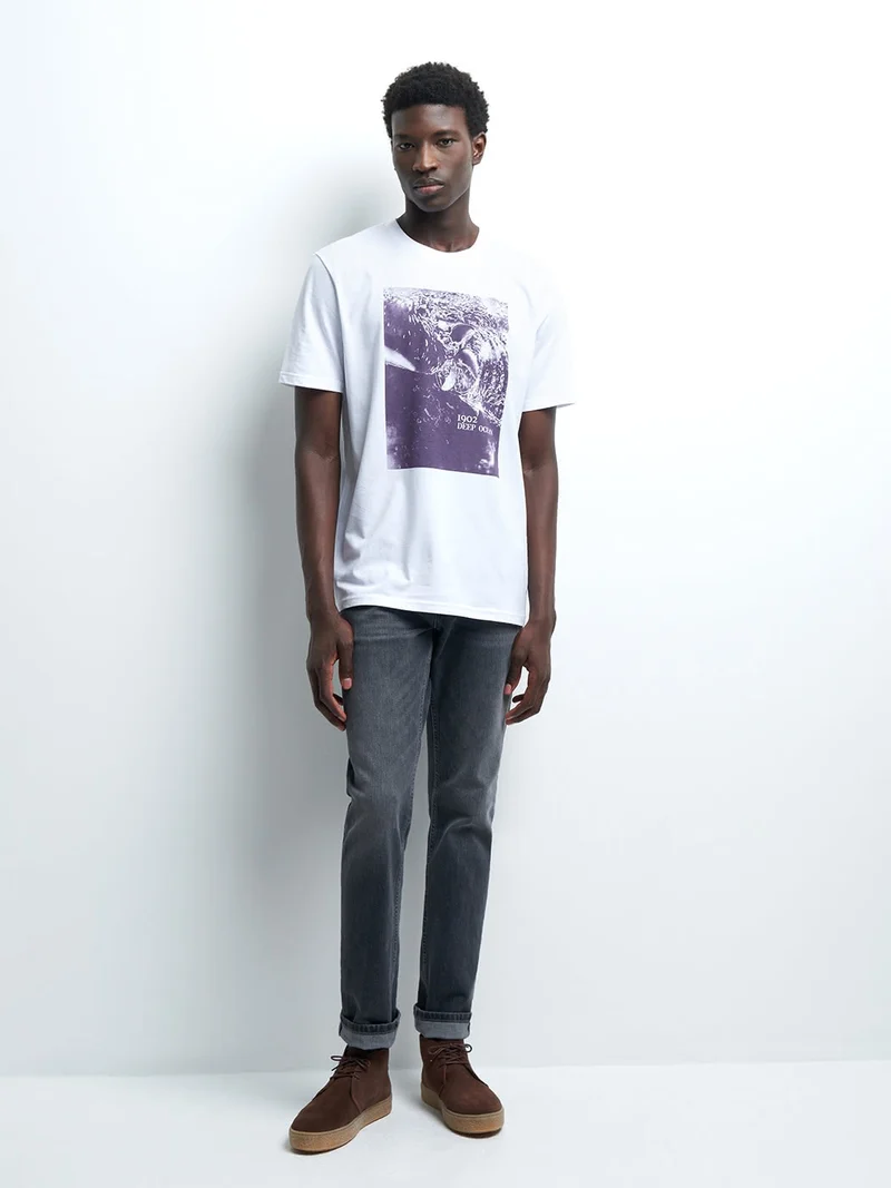 Tee-shirt en coton à motif devant