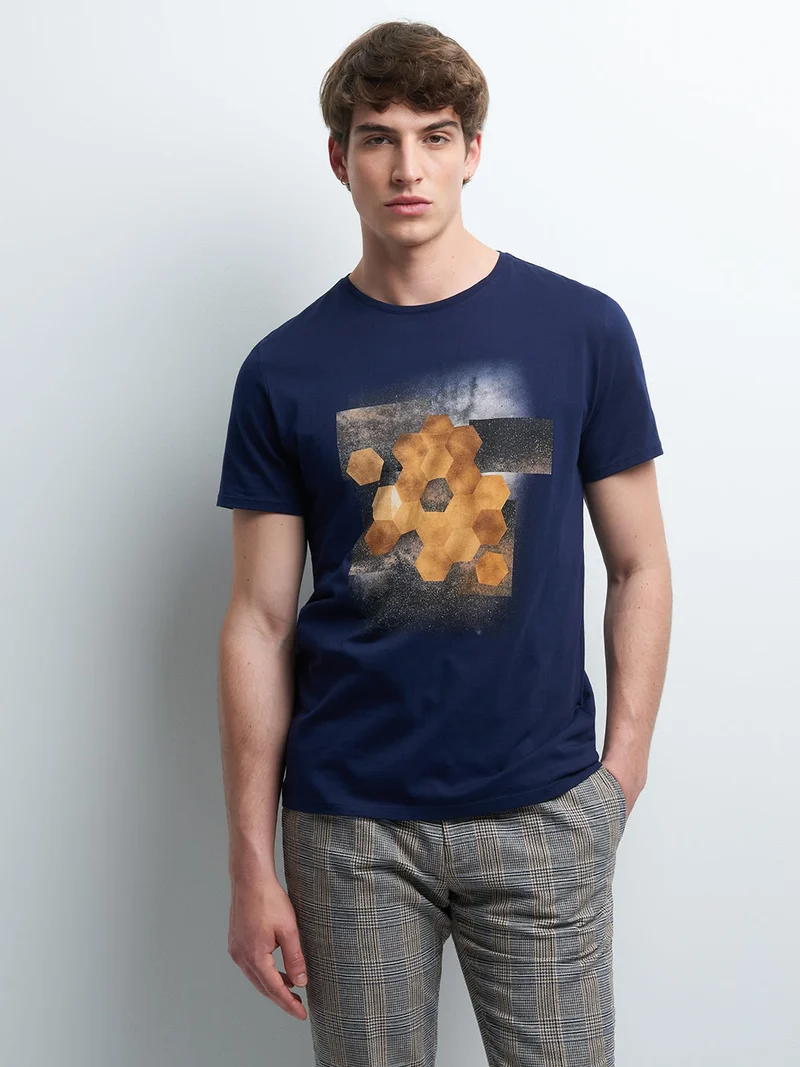 Tee-shirt en coton à motif placé devant