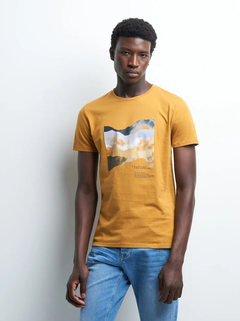 Tee-shirt en coton à motif placé devant