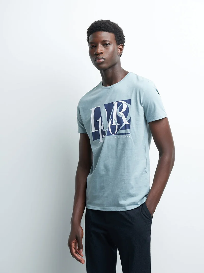 Tee-shirt en coton motif sur poitrine