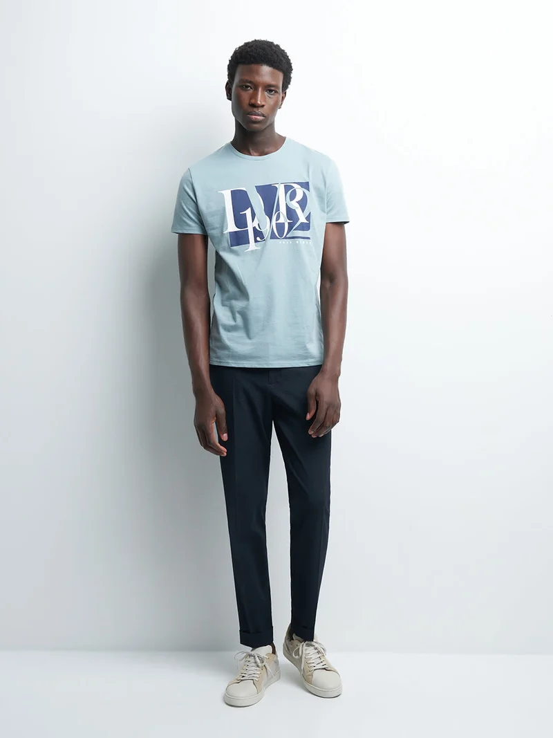Tee-shirt en coton motif sur poitrine