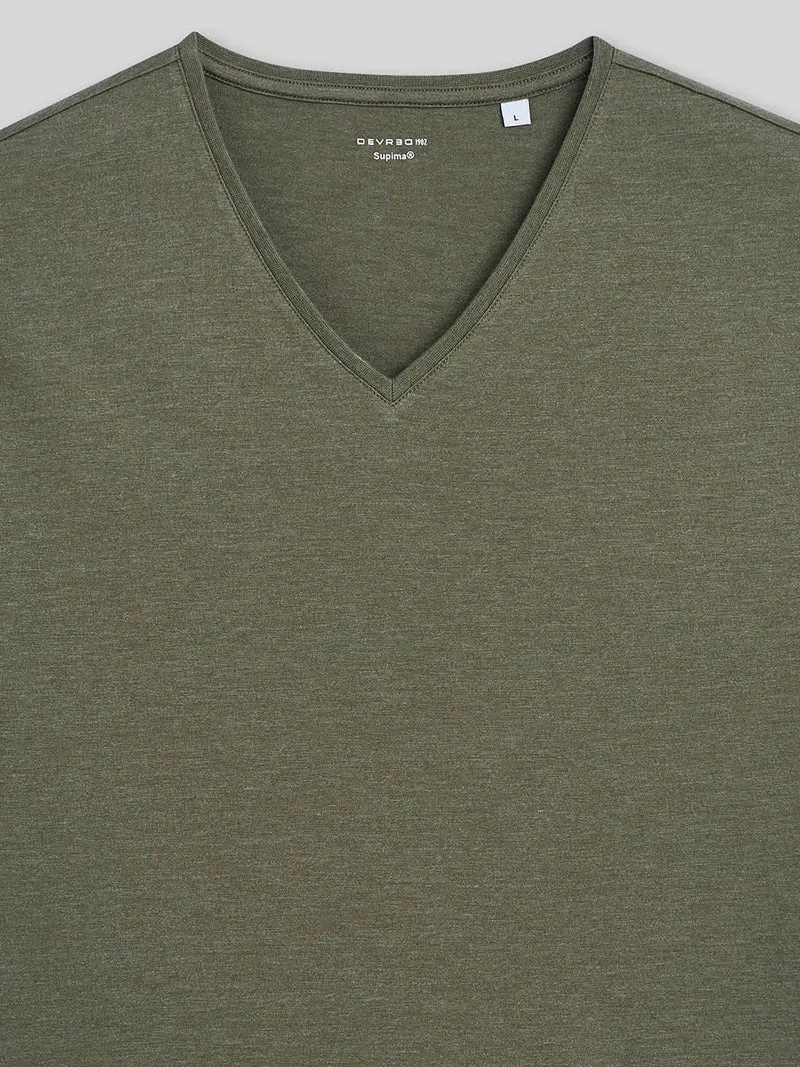 T-shirt col V mélange coton Supima®