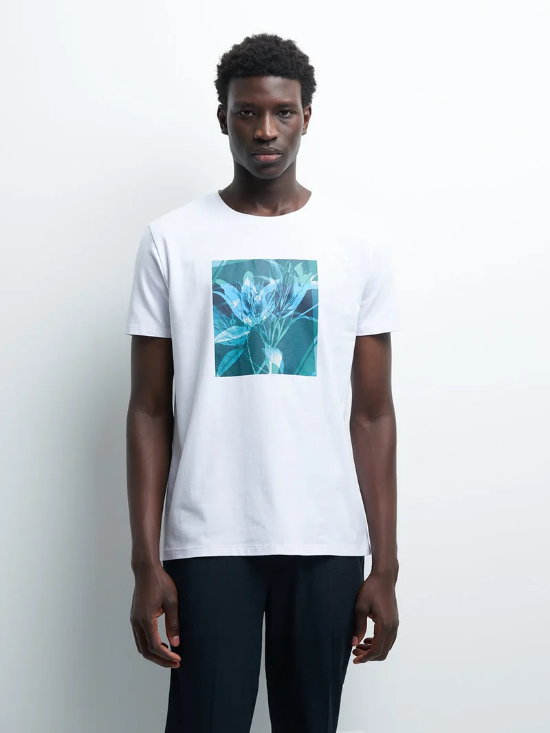 Tee-shirt en coton à motif devant