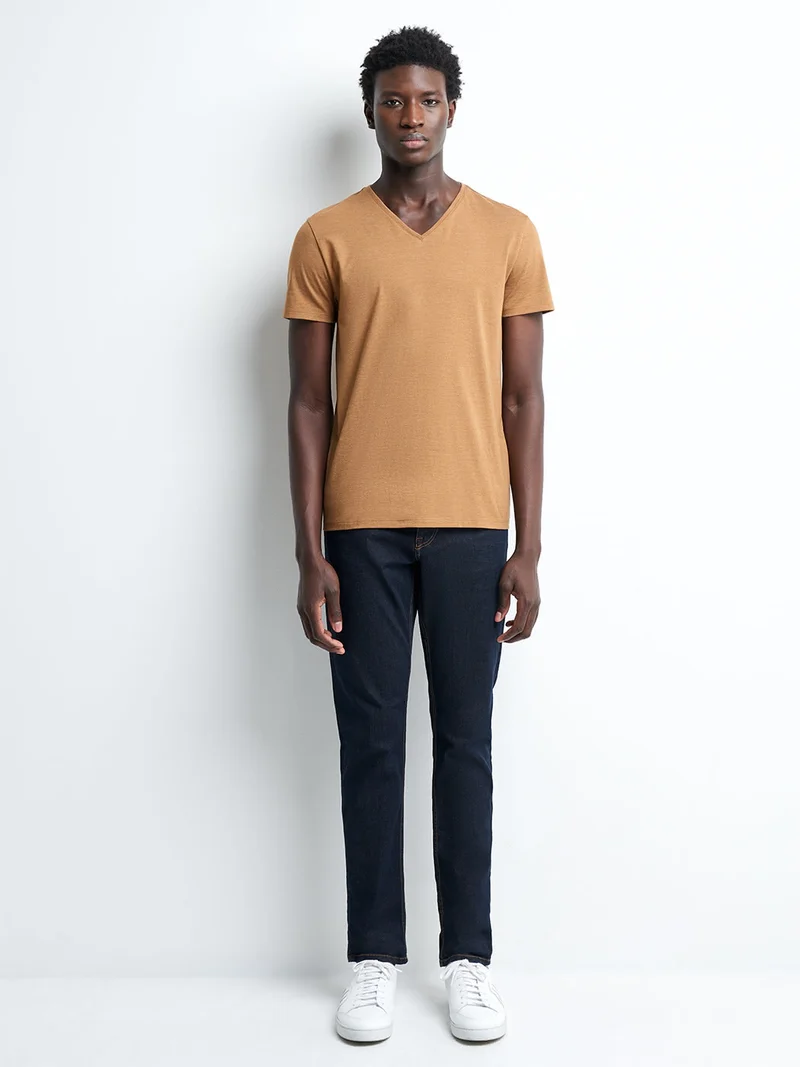 T-shirt col V mélange coton Supima®