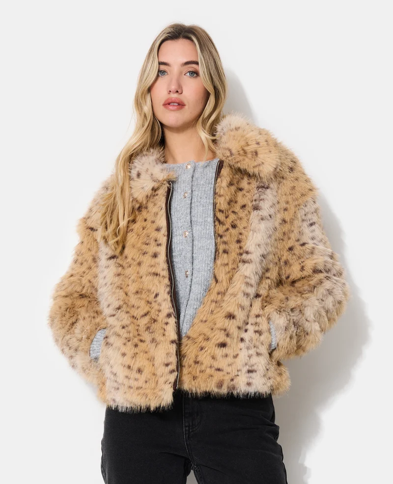 Blouson fausse fourrure esprit guépard