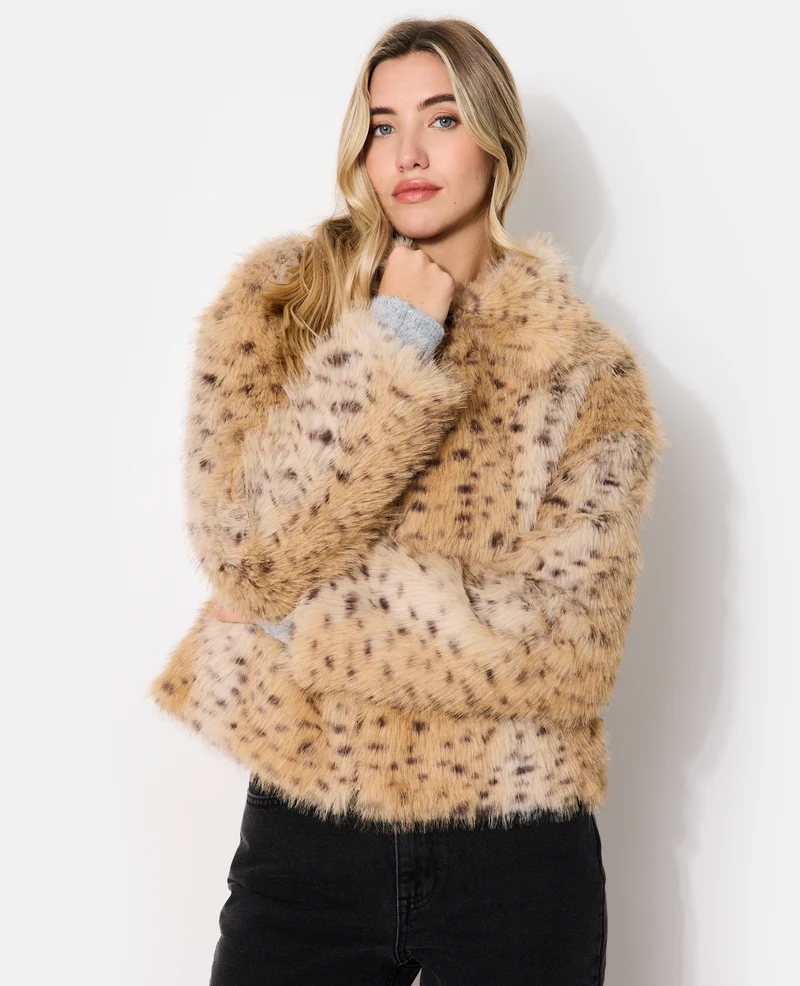 Blouson fausse fourrure esprit guépard