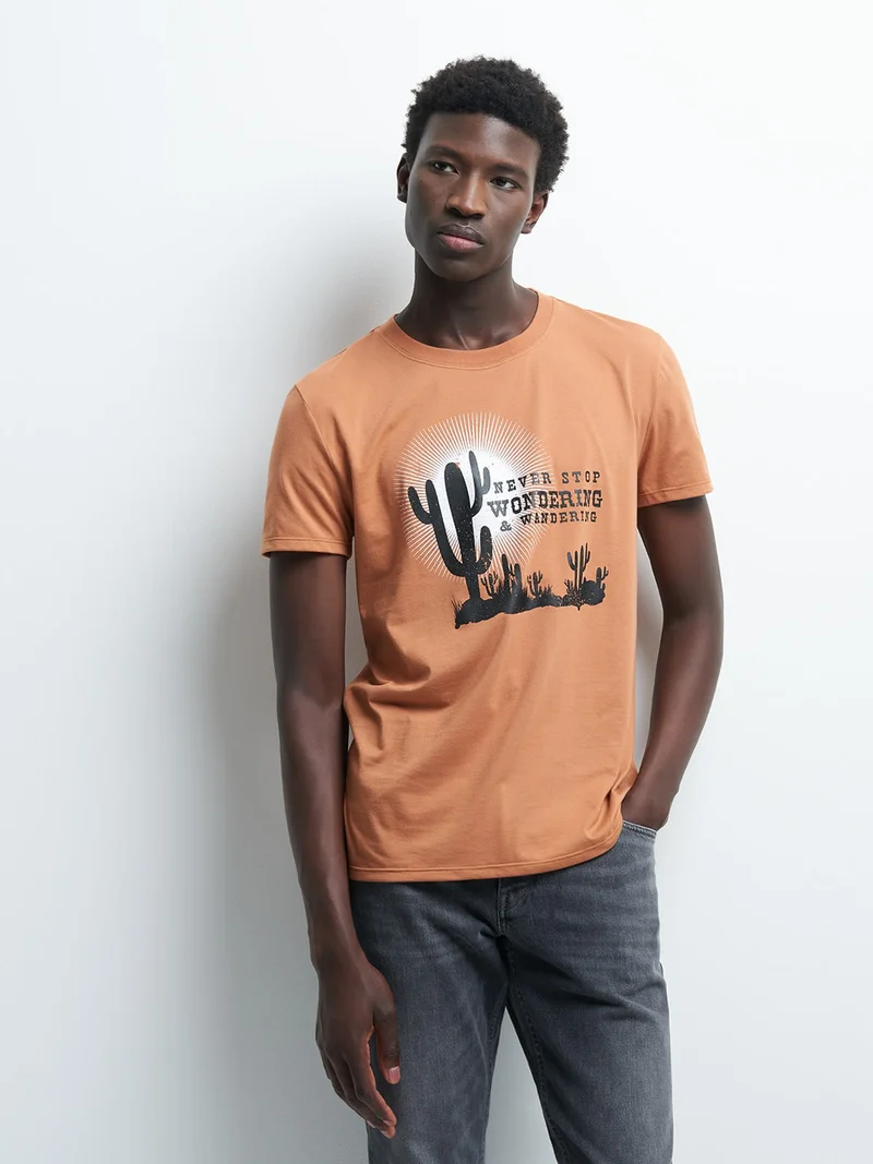 Tee-shirt col rond à motif placé devant