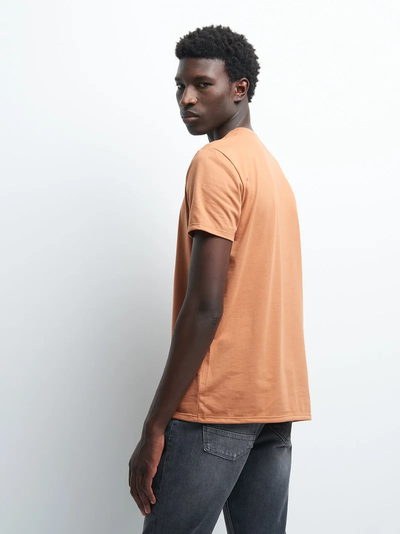 Tee-shirt col rond à motif placé devant