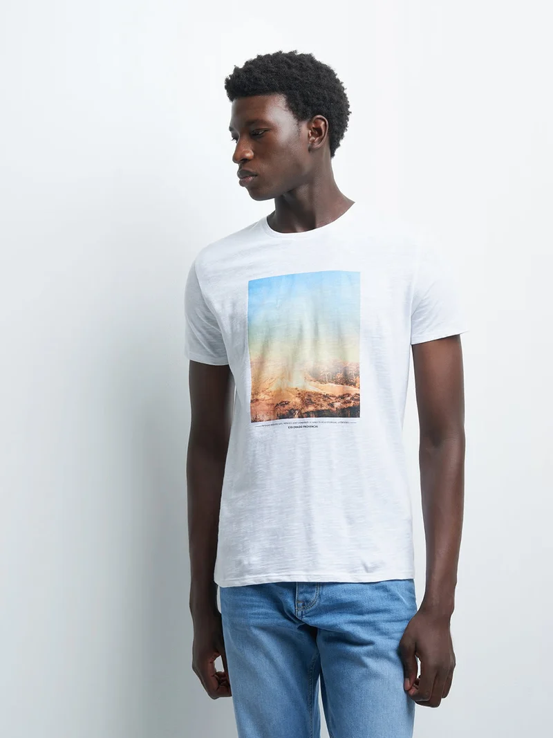 Tee-shirt en coton à motif placé devant