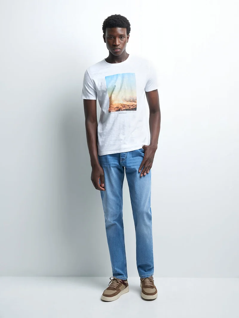 Tee-shirt en coton à motif placé devant