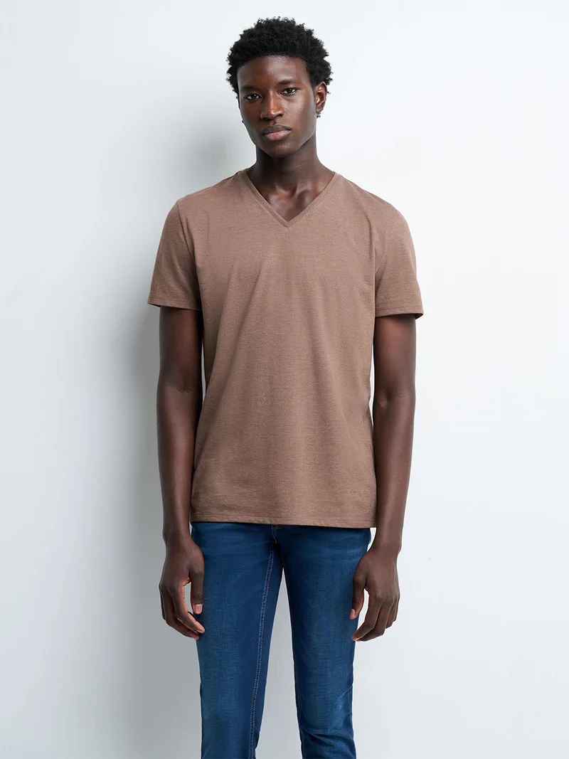 T-shirt col V mélange coton Supima®