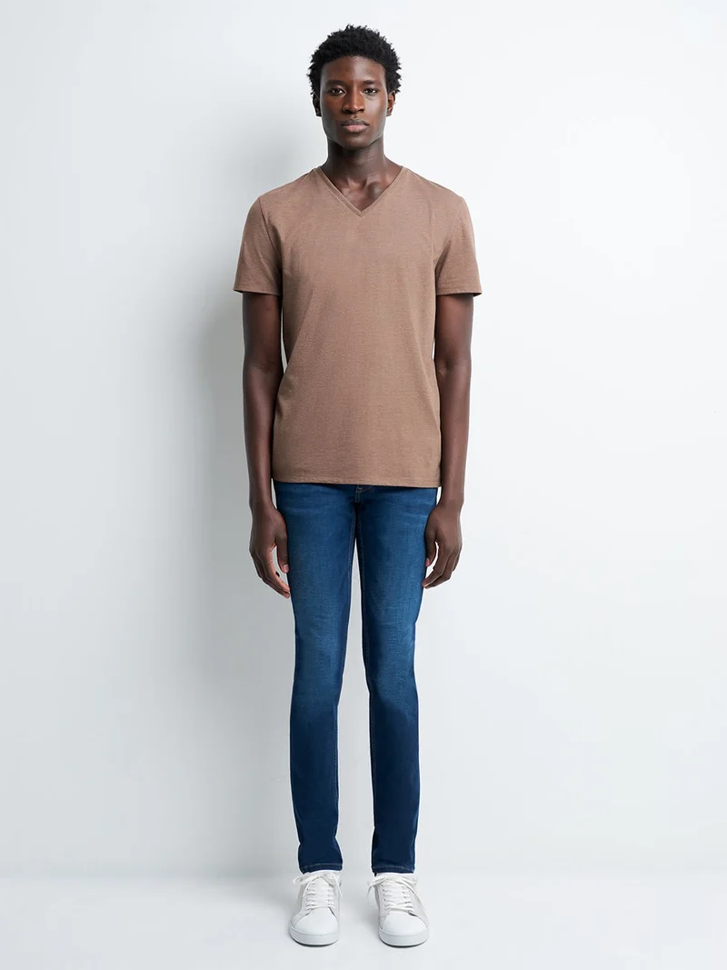 T-shirt col V mélange coton Supima®