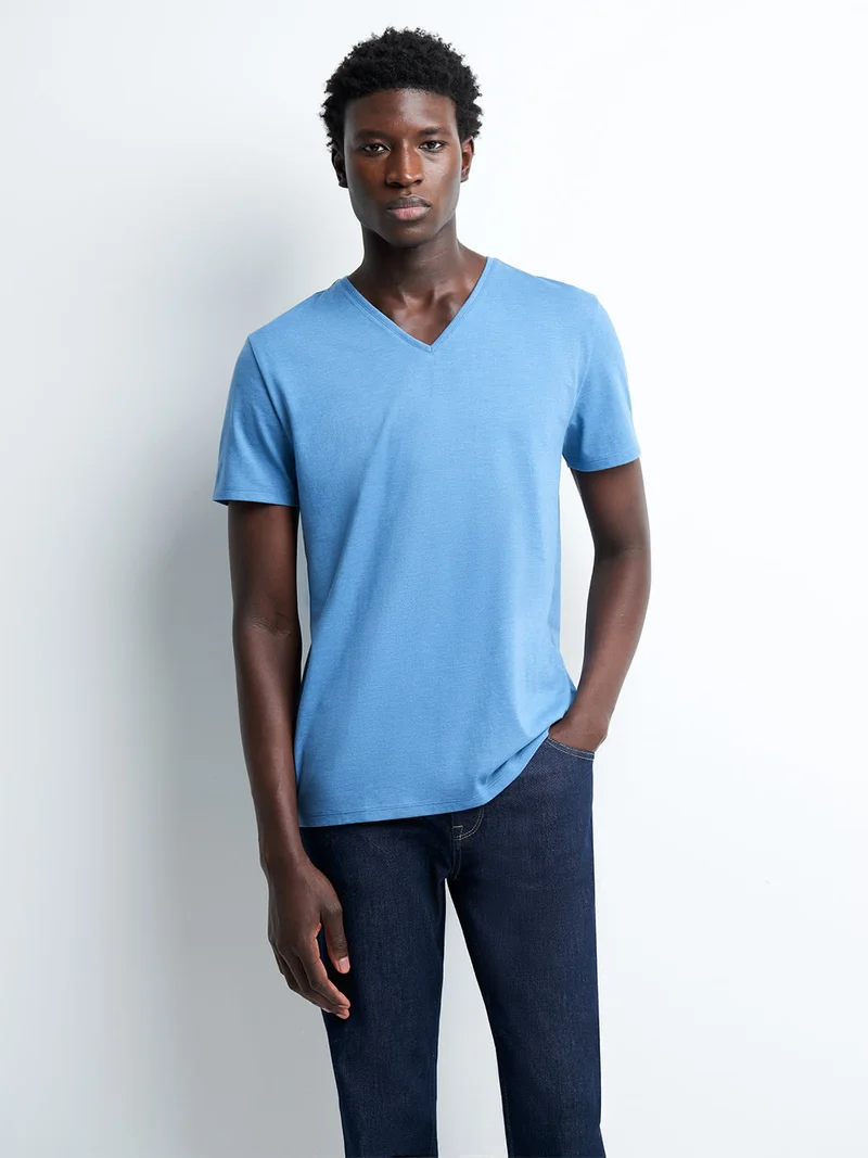 T-shirt col V mélange coton Supima®