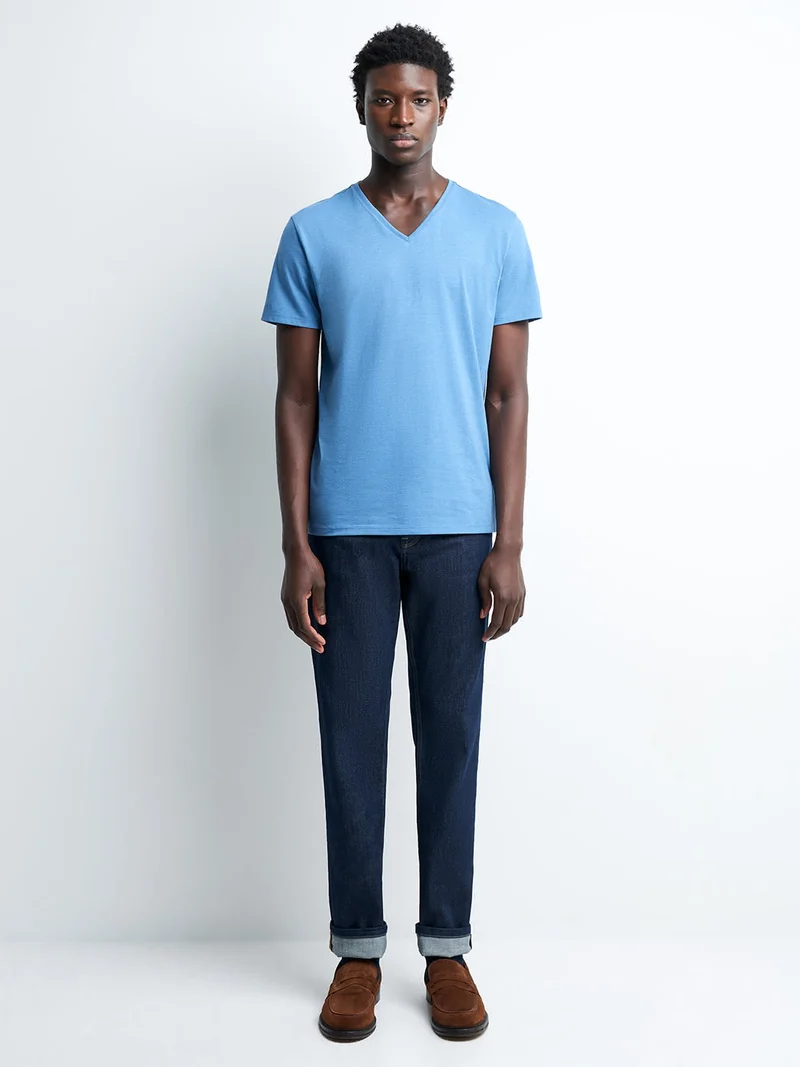T-shirt col V mélange coton Supima®