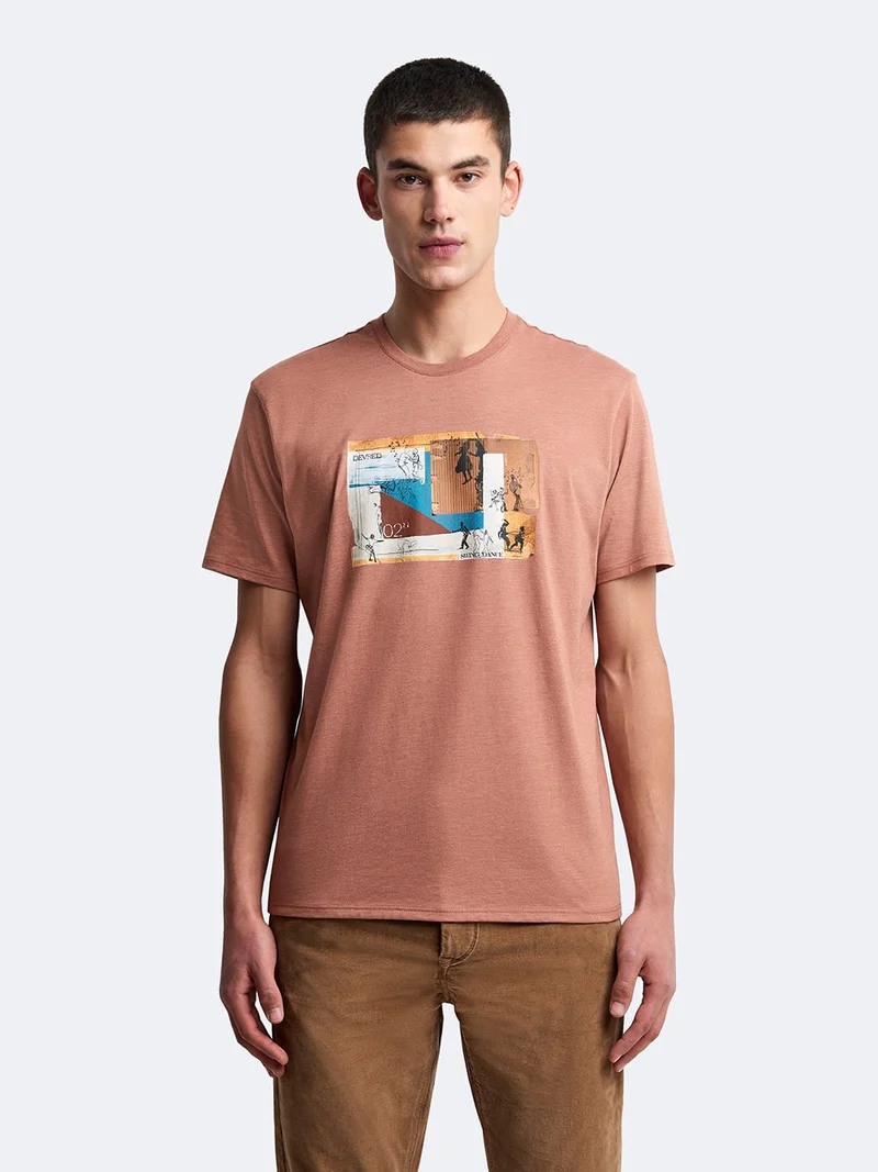 T-shirt col rond en coton à motif