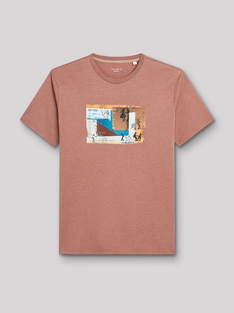 T-shirt col rond en coton à motif